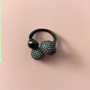 New Sterling Silver Statement Ring in Black, 925 size 7